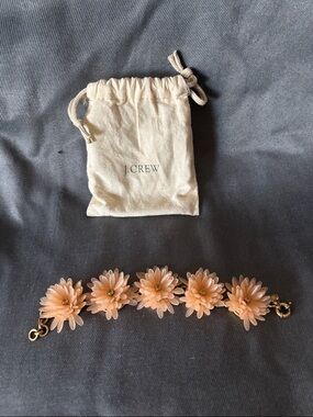 J. Crew Peach Floral Bracelet with Gold-Tone Accents